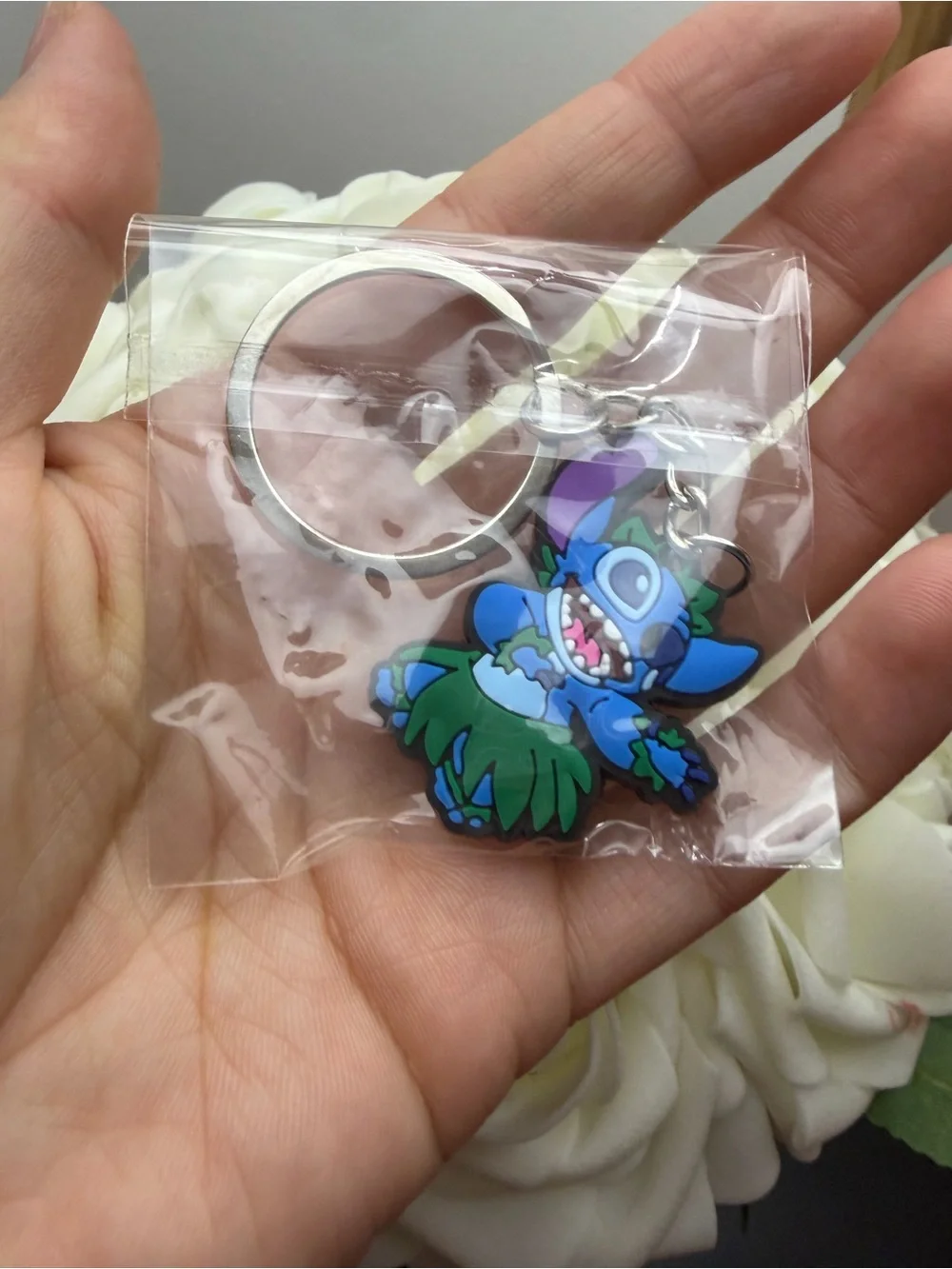 Stitch Hula PVC Keychain - Blue & Green